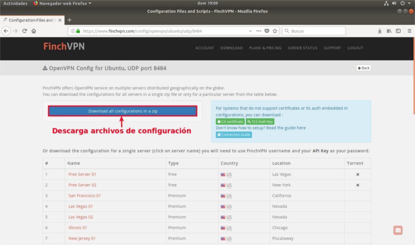 descarga archivo zip con los archivos de configuración