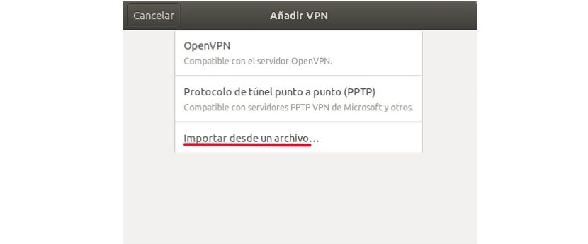 Importar desde archivo VPN