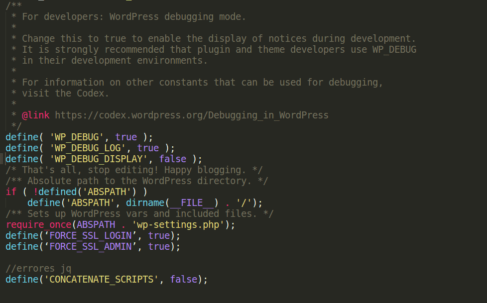 configuración debug_wp wp-config