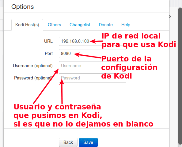 datos de configuración play to kodi firefox