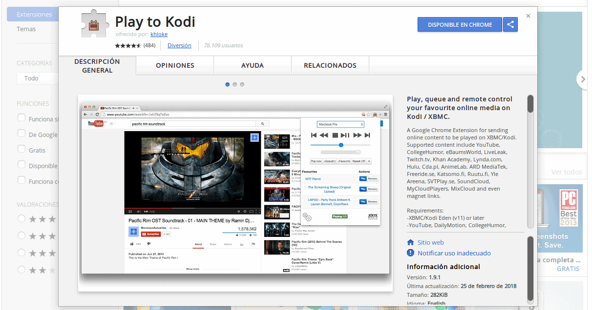 play to kodi chrome