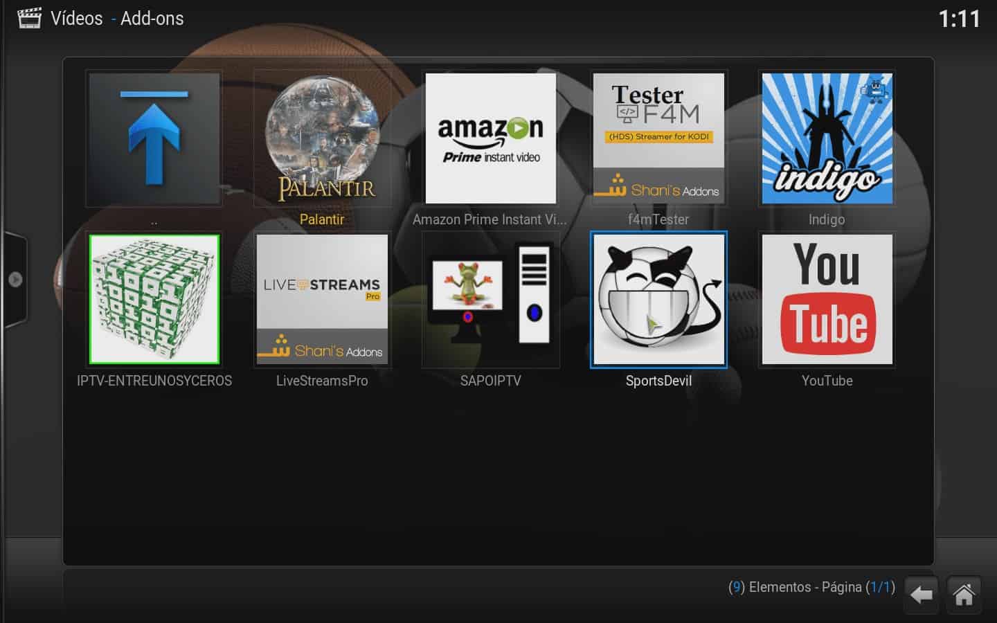 SportsDevil Instalado en Kodi 17.6