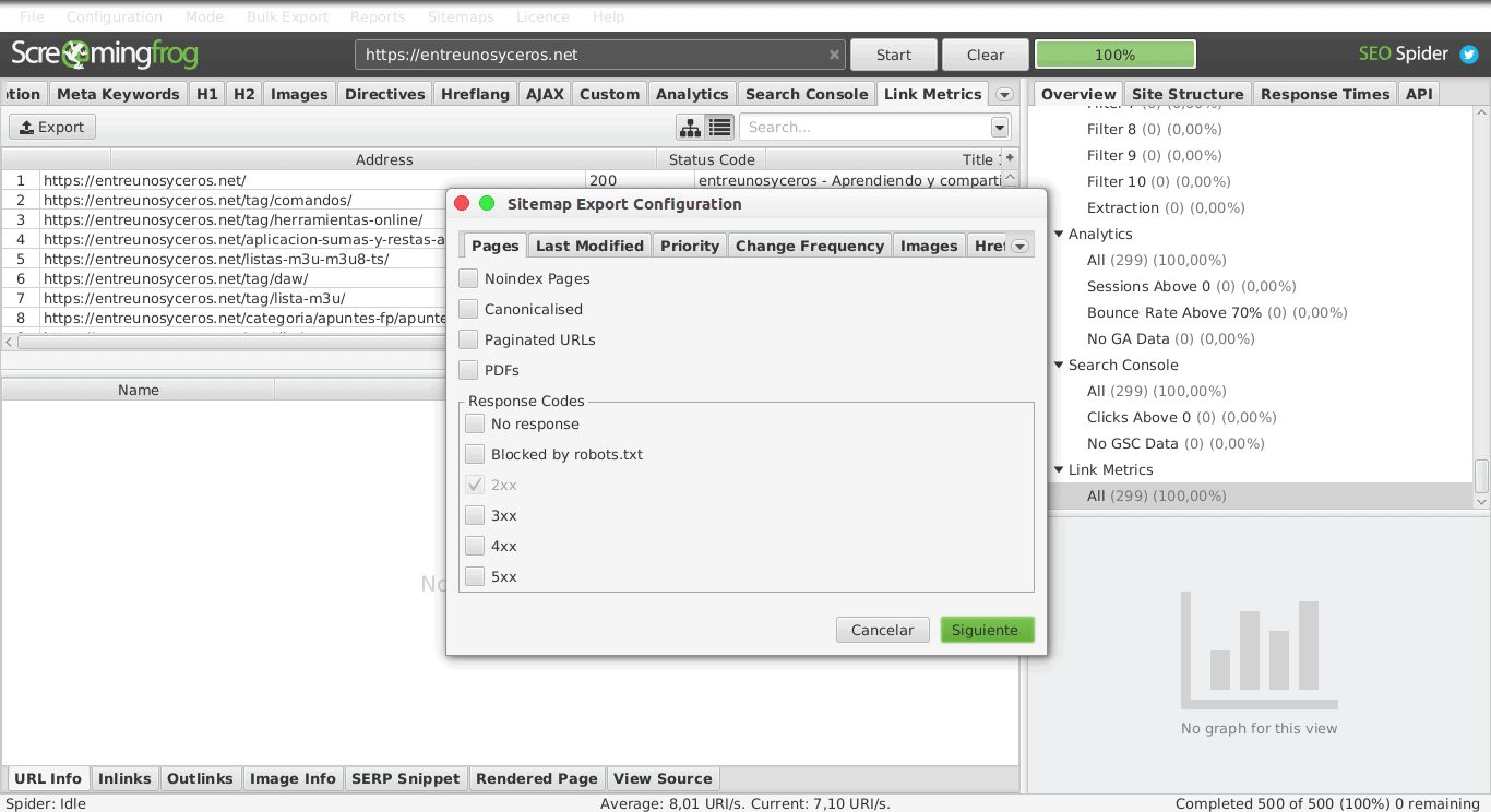 screaming frog sitemap