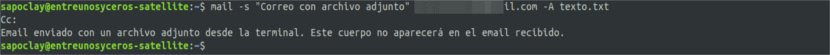 mail de correo con archivo adjunto enviado desde la terminal