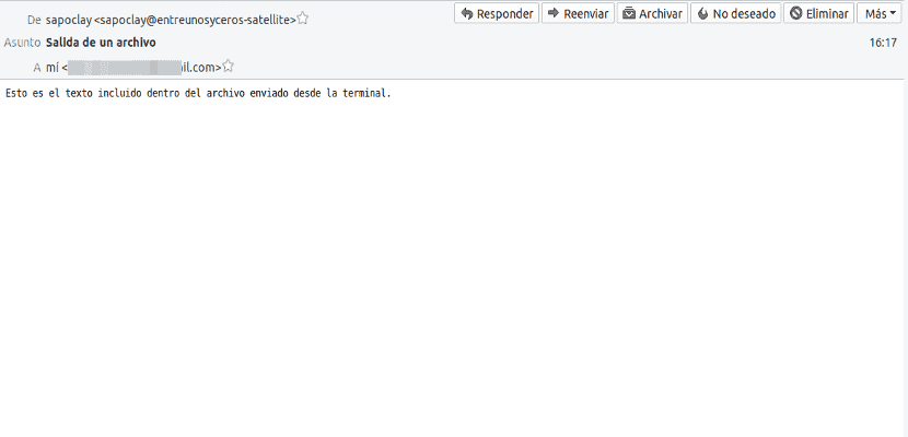 mail correo contenido archivo recibido