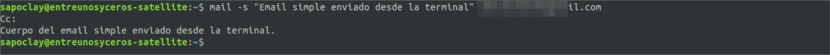 mail enviado desde la terminal