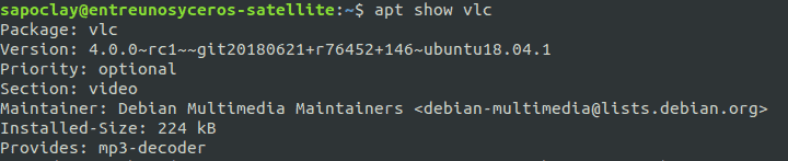 apt show vlc