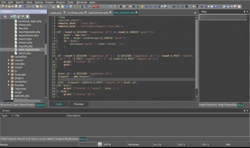 Codelobster IDE proyecto errores