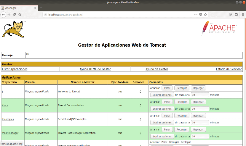 administrador de aplicaciones de apache tomcat 9