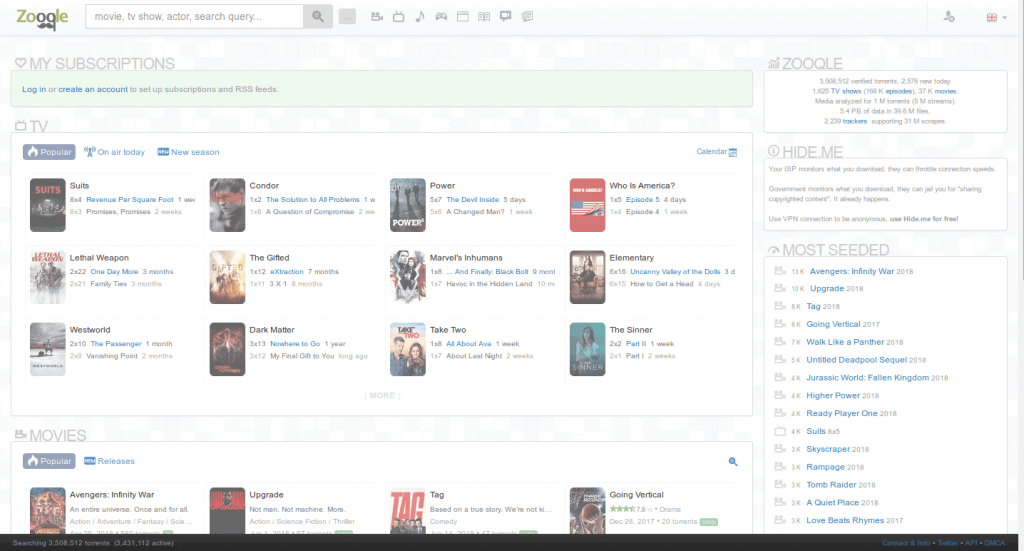 página torrents zooqle