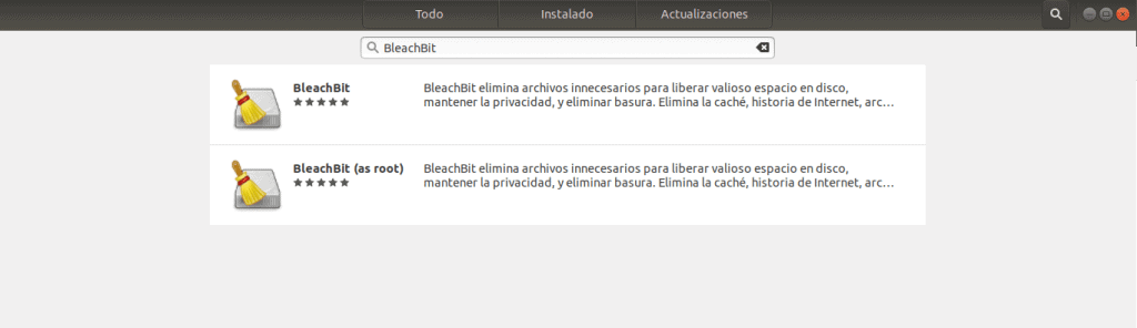 bleachbit instalación centro de software ubuntu limpiar ubuntu