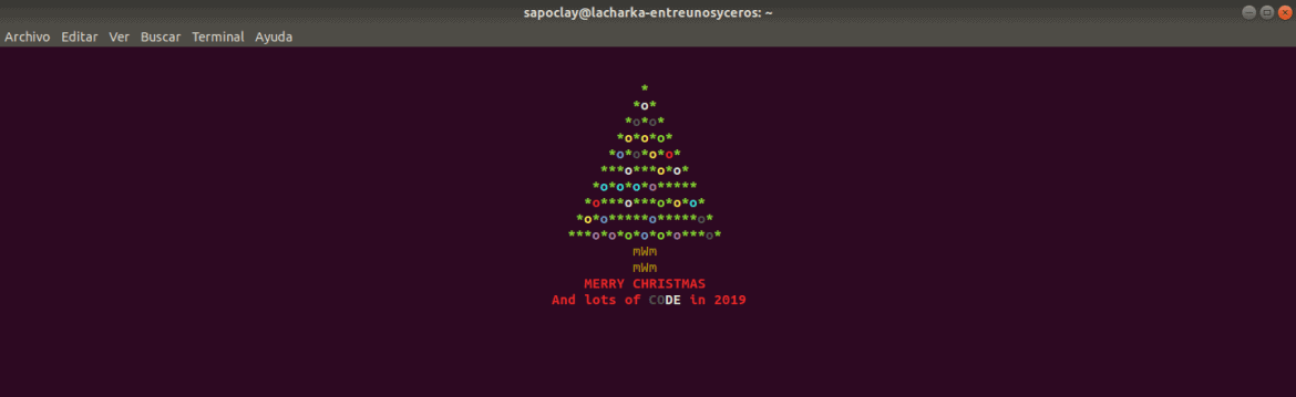 Feliz navidad, árbol con Bash