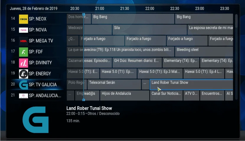 about guía epg lista m3u Kodi