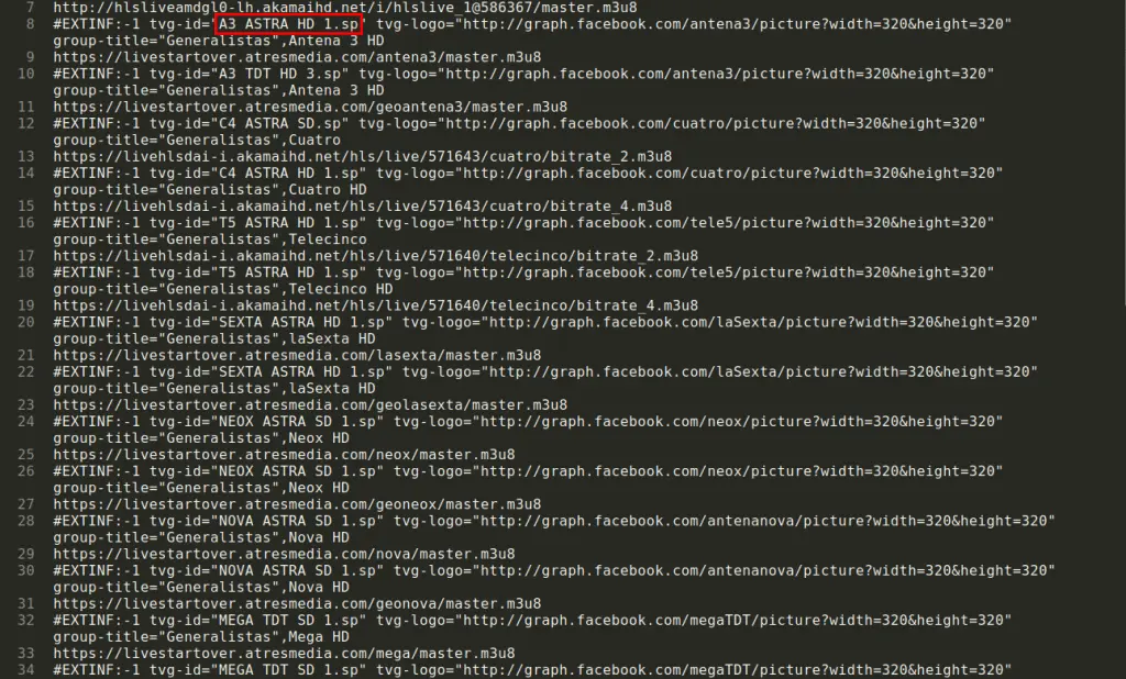 lista m3u con EPG