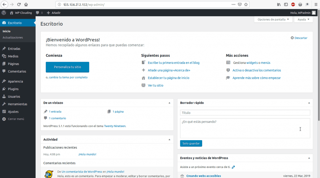 administración del wp en vps