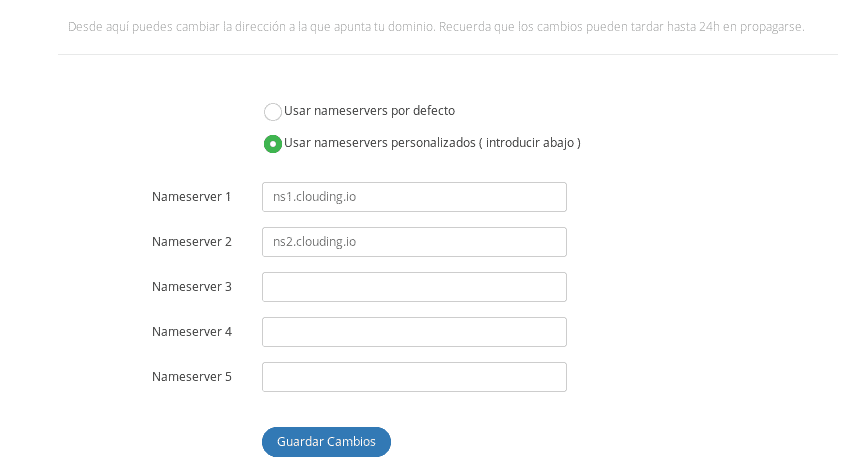 cambiar nameservers