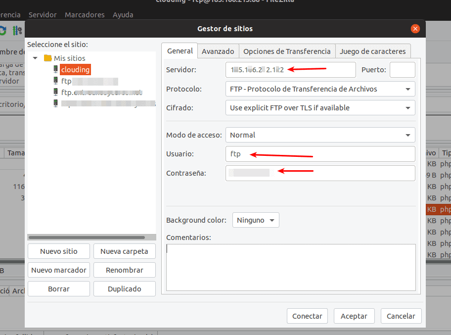 configuración FTP VPS