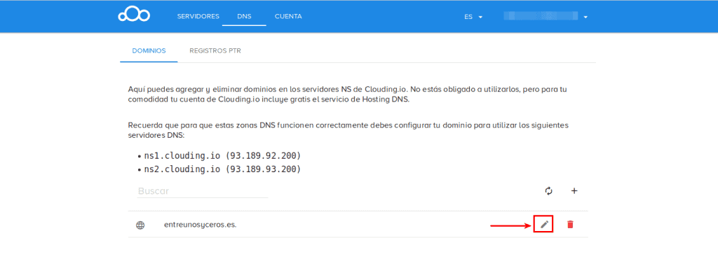 configurar dominio entreunosyceros.es