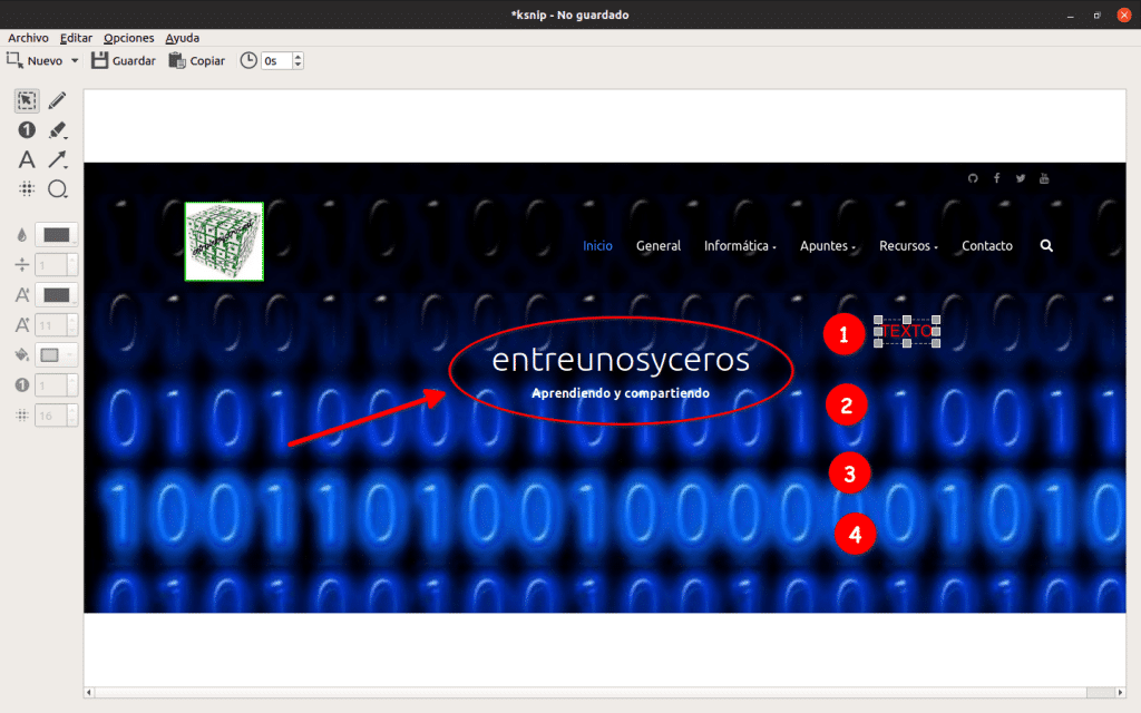 edición de una captura de ksnip entreunosyceros