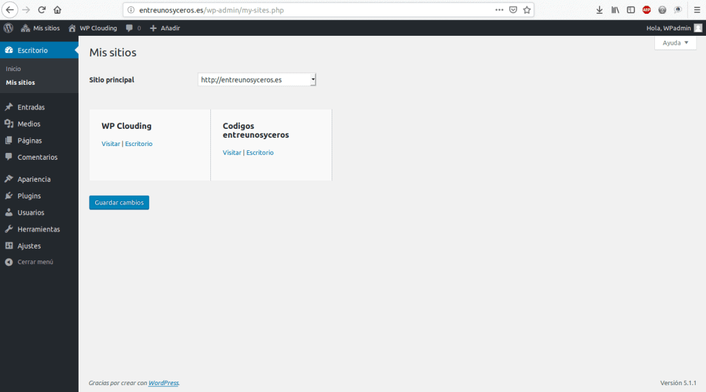 listado de sitios Wp