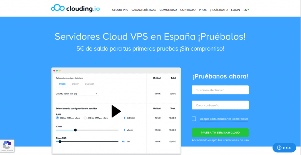 Página web de Clouding.io