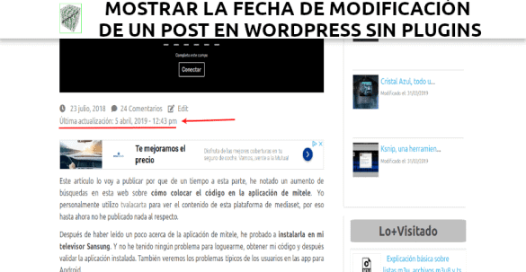 about mostrar última modificación de un post en wordpress sin plugins