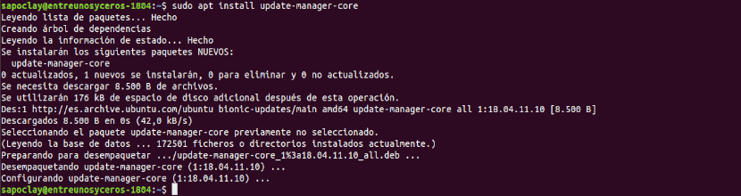 sudo apt install update manager core