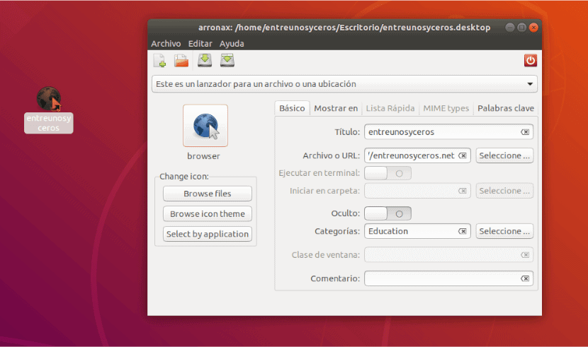 acceso directo creado con arronax