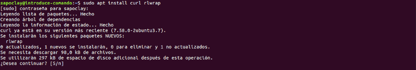 instalación de dependencias curl rlwrap