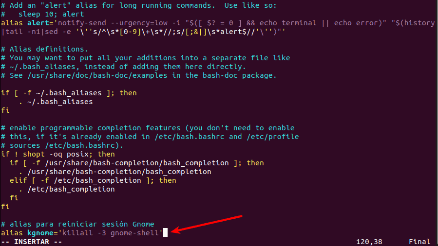 add alias killall gnome bashrc