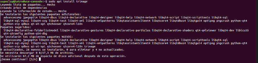 instalación trimage terminal