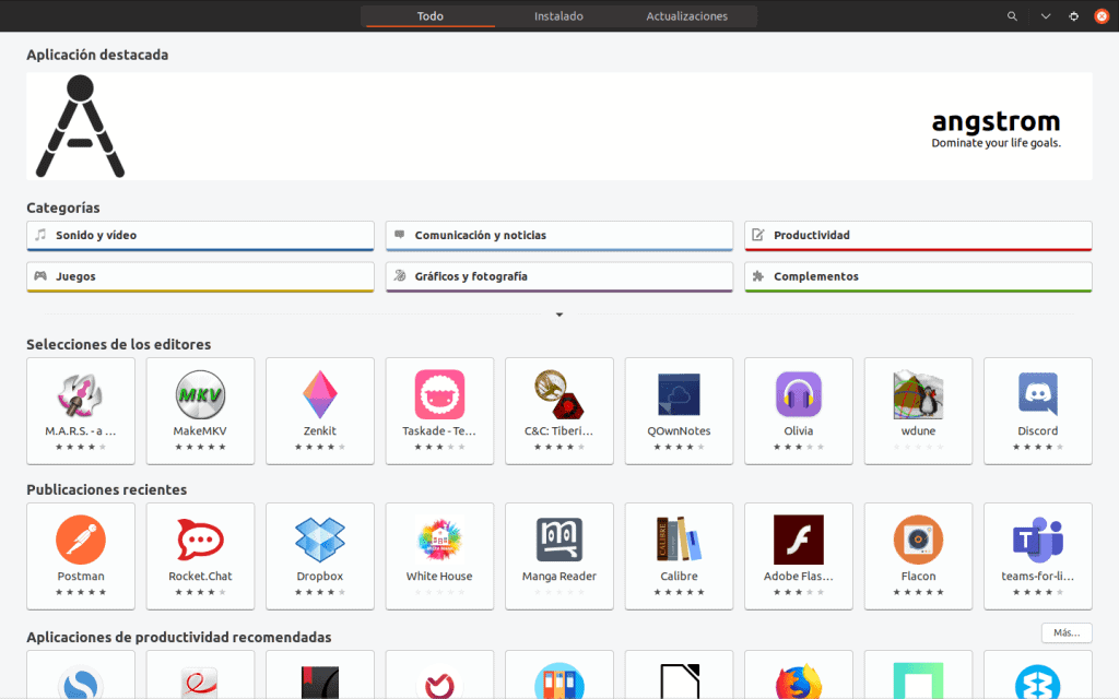 desintalar programas desde la opción de software de ubuntu