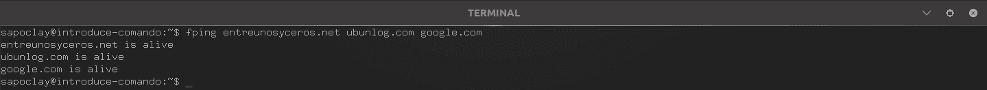 comprobar si una web está activa con fping