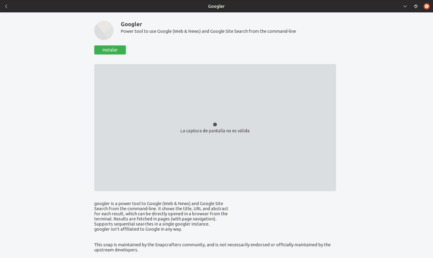 instalación de googler desde la opción de software
