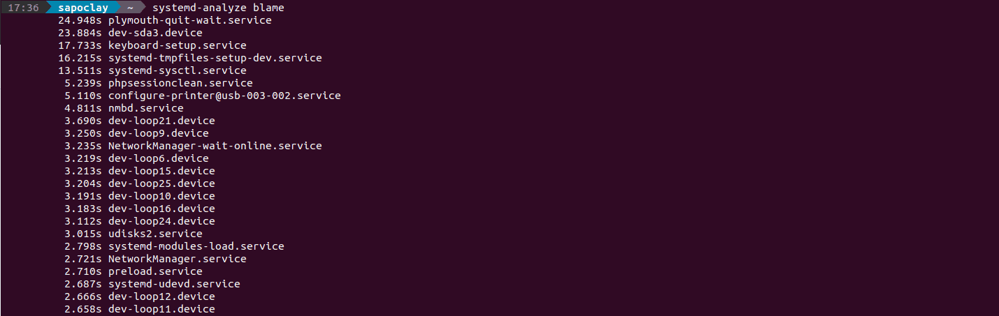 systemd-analyze-blame