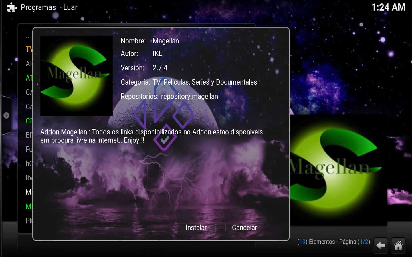 instalación add-on Luar