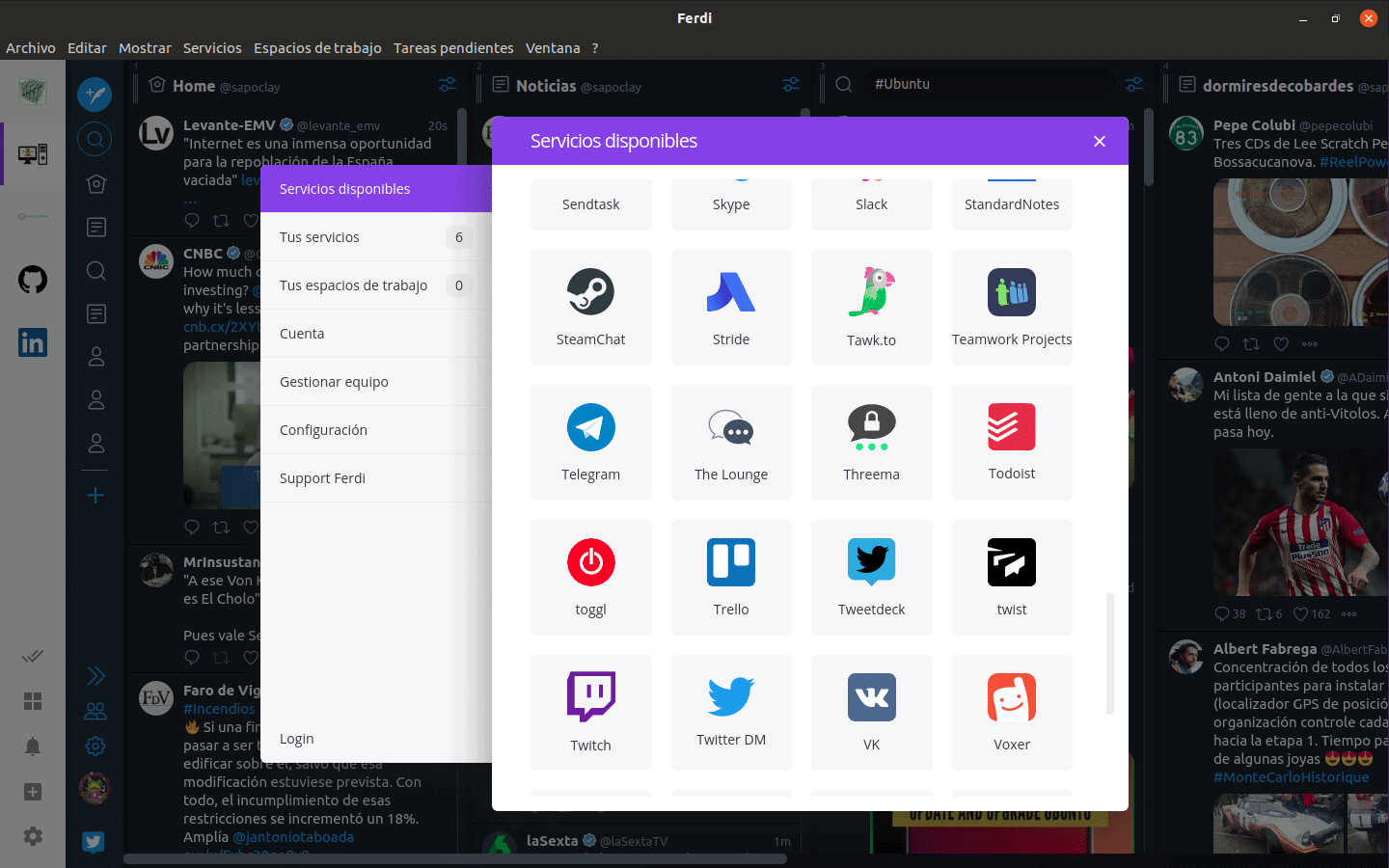 Servicios disponibles en Ferdi