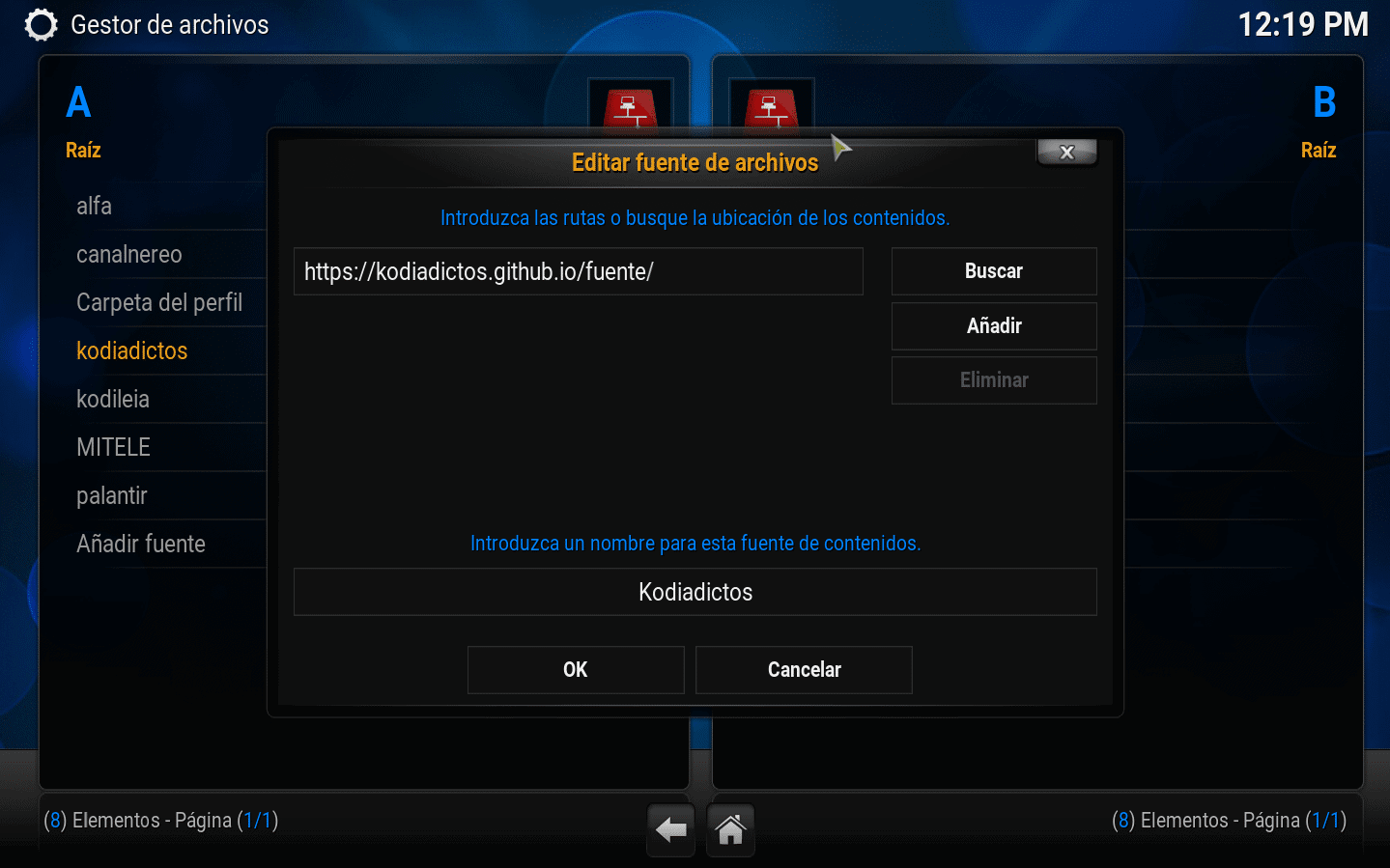 añadir fuente de Kodiadictos