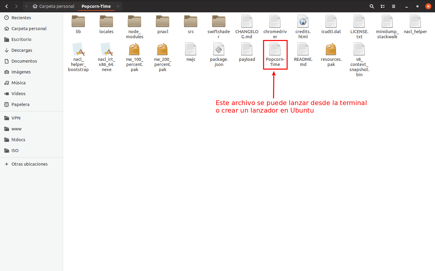 archivo ejecutable de PopCorn Time 4