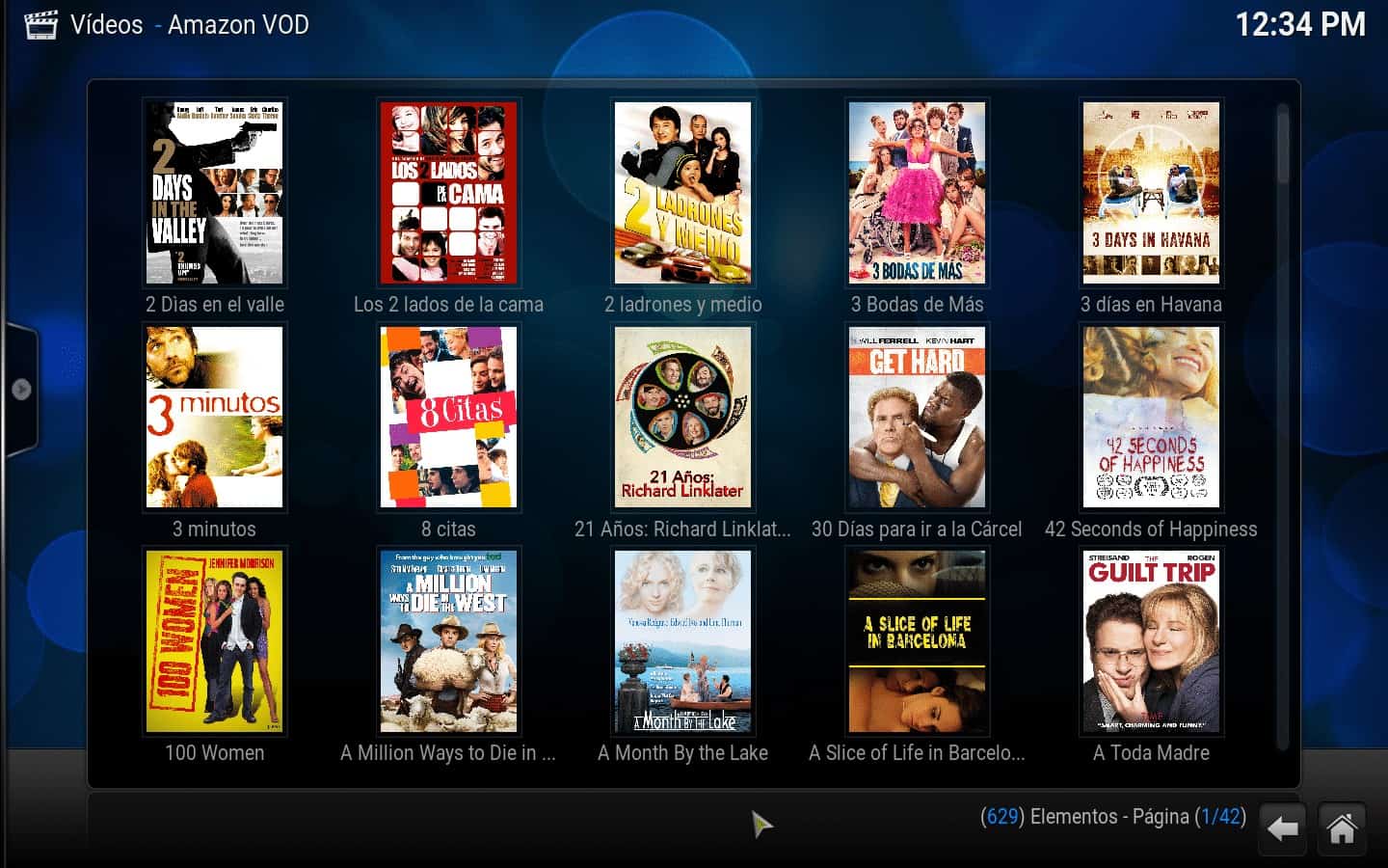 listado de una categoría de Amazon Primer Vídeo