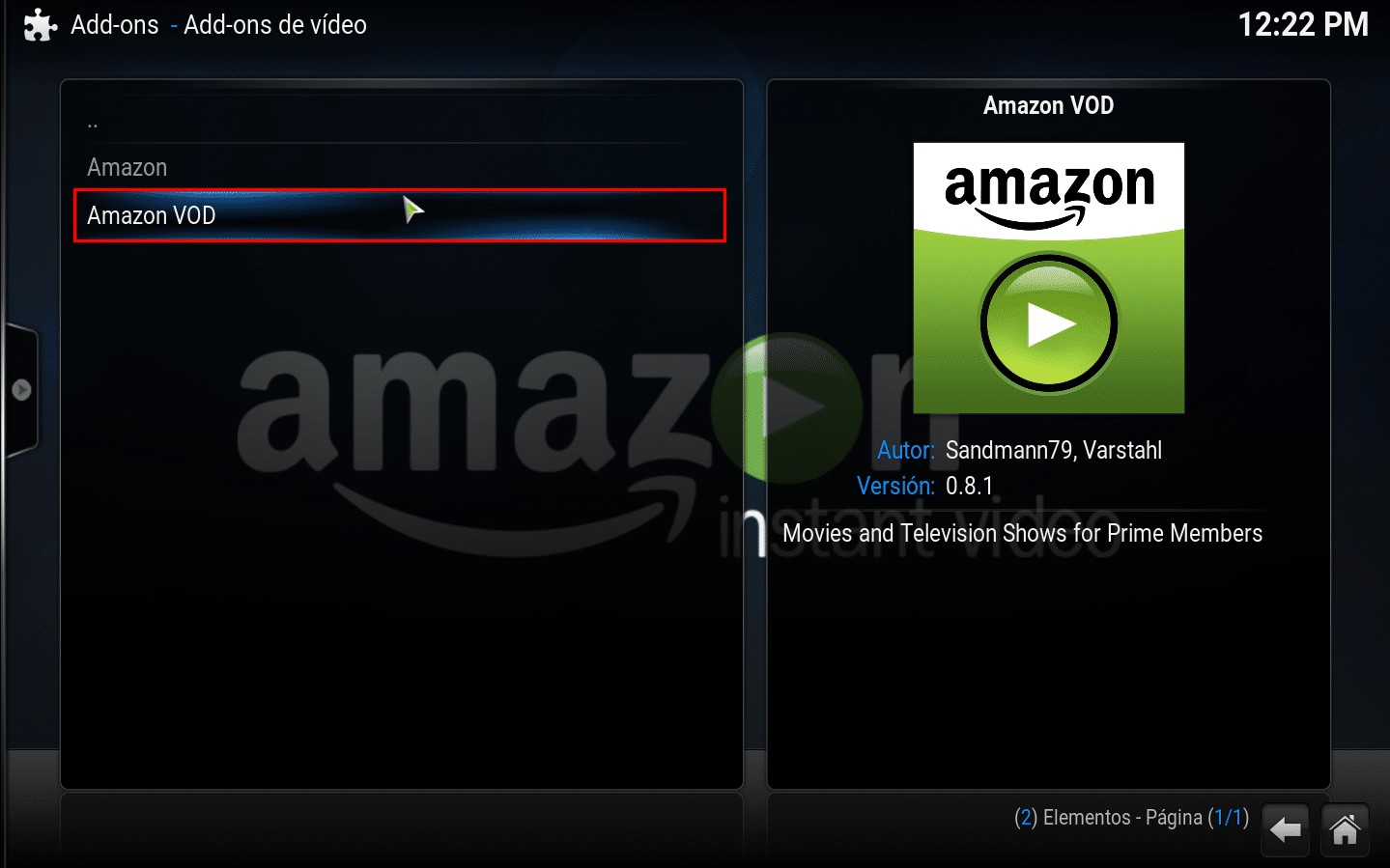 seleccionar amazon VOD prime vídeo