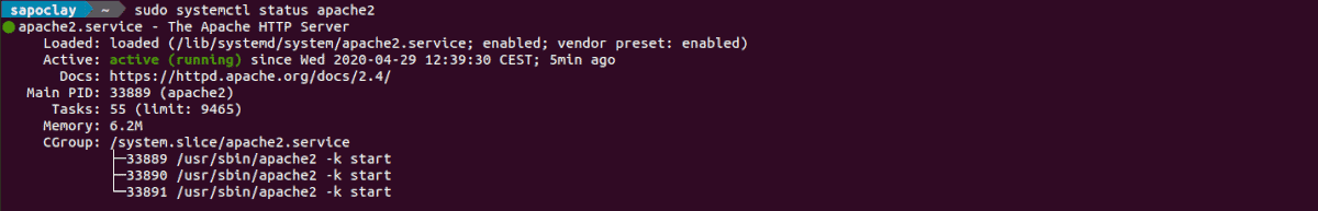 Status del servidor web Apache