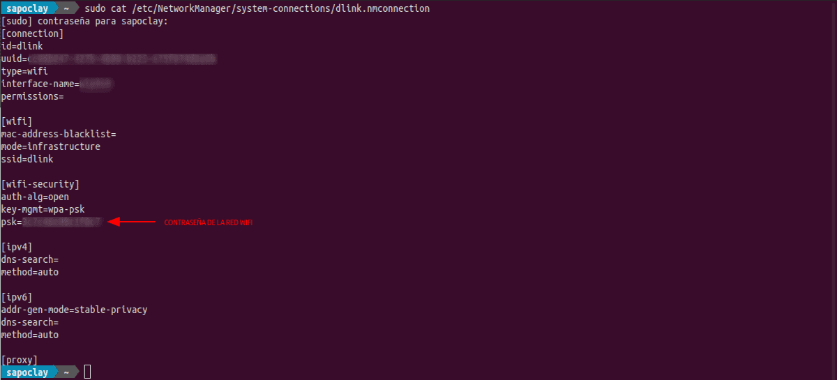 datos de red WiFi en el directorio NetworkManager