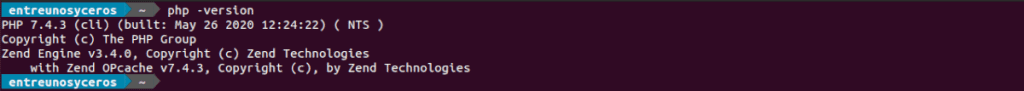 versión de php