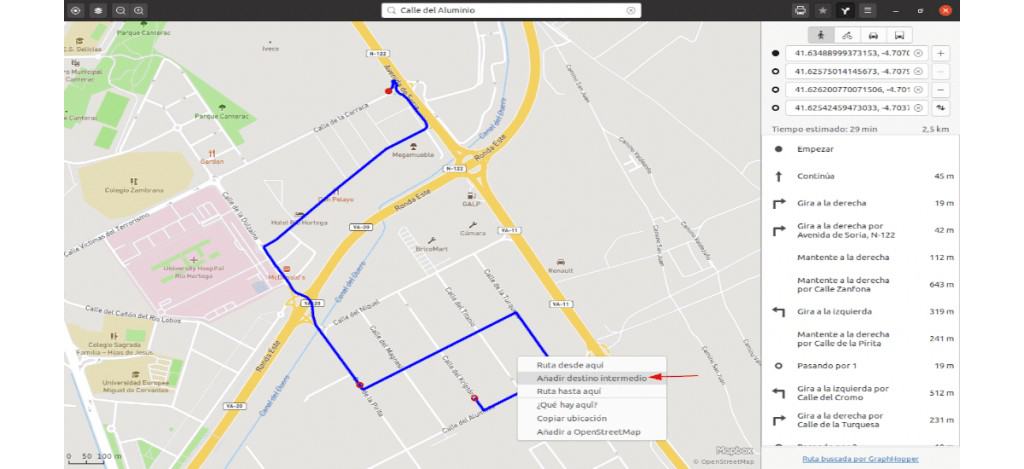 añadir destino intermedio
