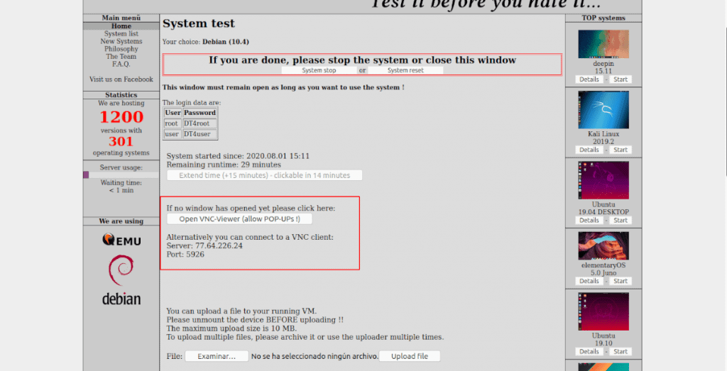inicio distrotest alternativo