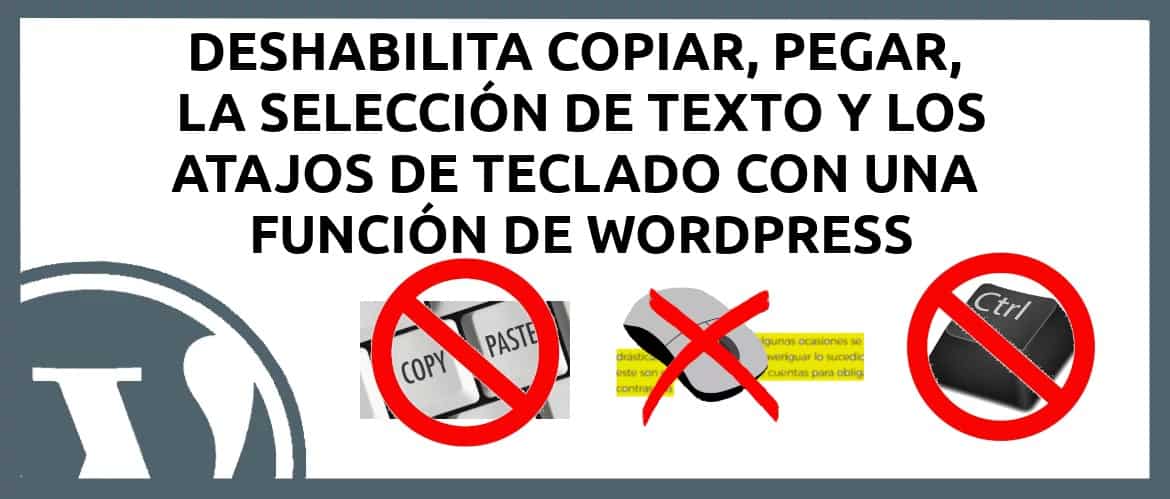 about deshabilitar en Wordpress copiar, pegar, selección de texto y atajos de teclado