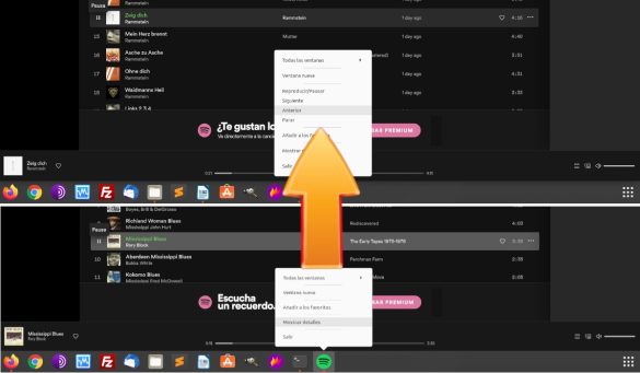about opciones de reproducción en el icono de spotify