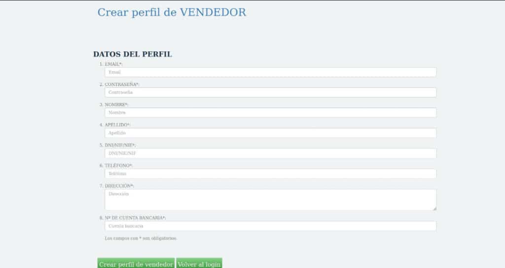 Crear un perfil de vendedor