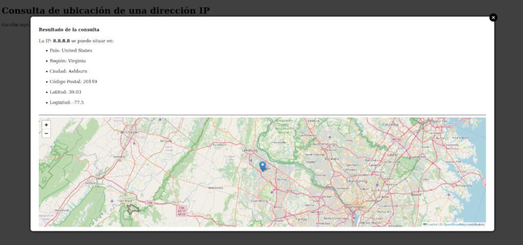 localizar una IP en OpenStreetMaps